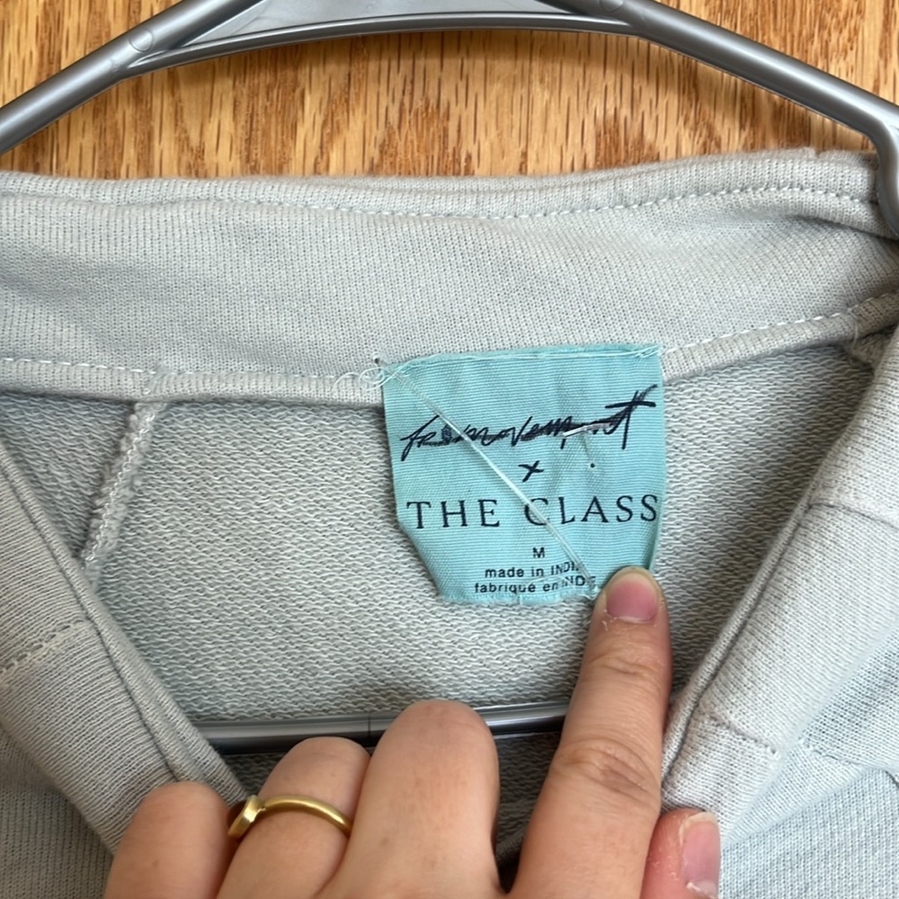 Free People Blue Wide Sleeve Mock Neck Sweatshirt - Picture 3 of 4